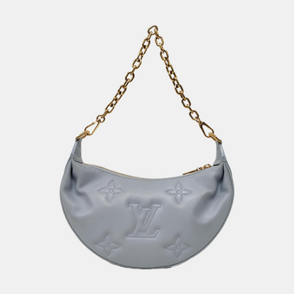 LOUIS VUITTON OVER THE MOON Small Size Blue Leather Monogram Embossed Dumpling Bag Shoulder Bag Crossbody Bag Handbag Detachable Strap Golden Hardware-(SKU)-968608135