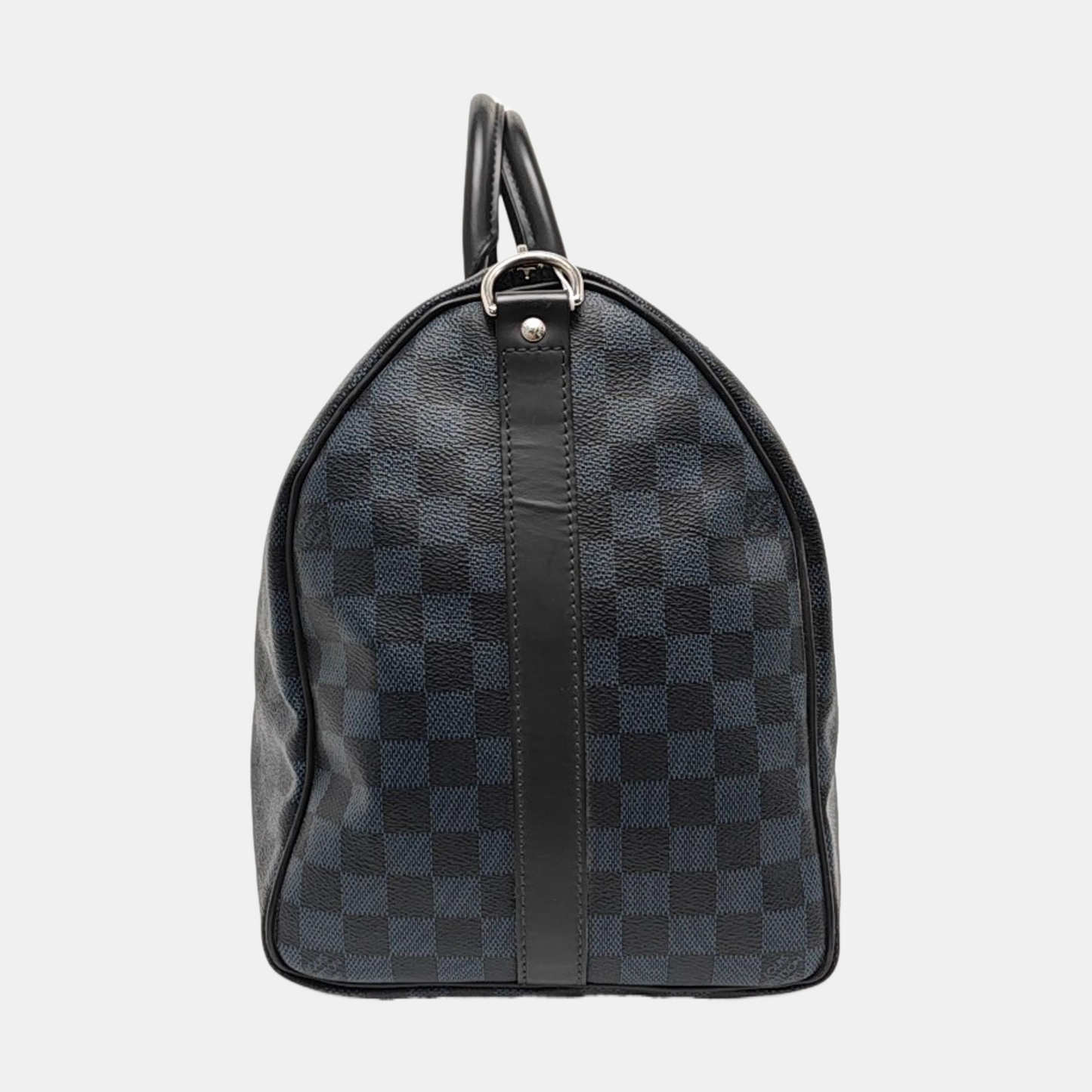 LOUIS VUITTON KEEPALL 45 Blue Coated Canvas Monogram Chessboard Boston Bag with Removable Strap-(SKU)-968524885