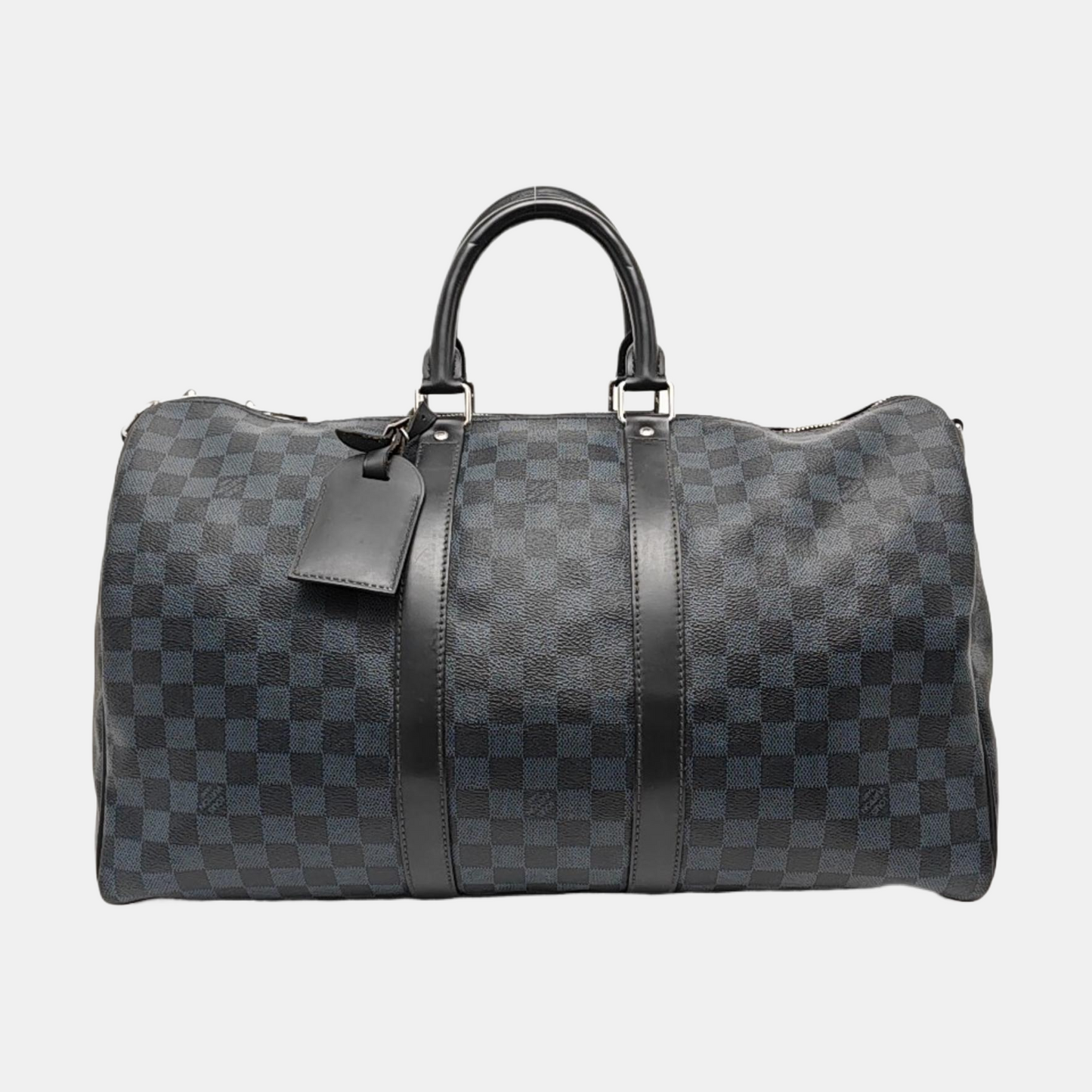 LOUIS VUITTON KEEPALL 45 Blue Coated Canvas Monogram Chessboard Boston Bag with Removable Strap-(SKU)-968524885
