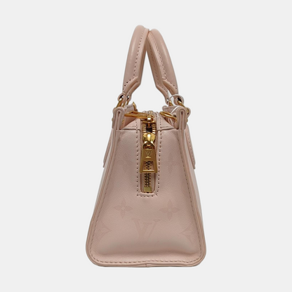 LOUIS VUITTON ONTHEGO small size pink leather Monogram shoulder bag with gold hardware and 2 detachable straps-(SKU)-968753925