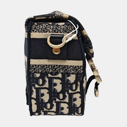 DIOR Diorcamp small size deep blue canvas with Monogram embossed pattern shoulder bag, crossbody bag, handbag with gold hardware and detachable strap-(SKU)-968753549
