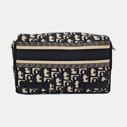 DIOR Diorcamp small size deep blue canvas with Monogram embossed pattern shoulder bag, crossbody bag, handbag with gold hardware and detachable strap-(SKU)-968753549