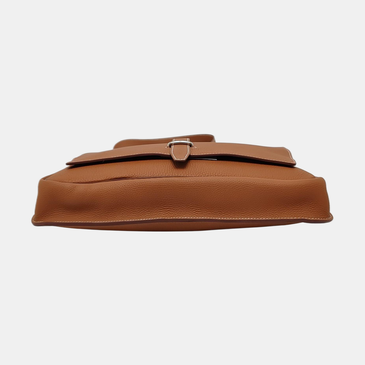HERMÈS Steve Brown Togo Leather Shoulder Bag Crossbody with Silver Hardware, C, Complete Accessories-(SKU)-968650059