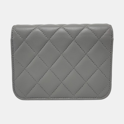 CHANEL WOC Grey Lamb Skin Quilted Quilted Single Shoulder Bag Crossbody Bag Golden Hardware 31 Opening-(SKU)-968722989