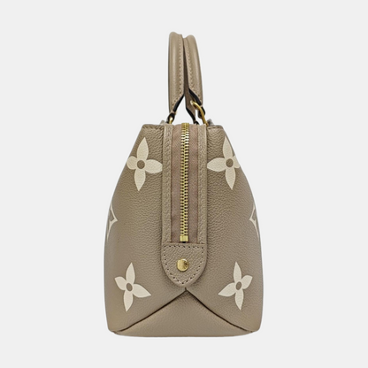 LOUIS VUITTON PALAIS Small Elephant Grey Leather Monogram Damier Ebene Shoulder Bag Tote Bag Crossbody Golden Hardware Removable Shoulder Strap-(SKU)-968594862