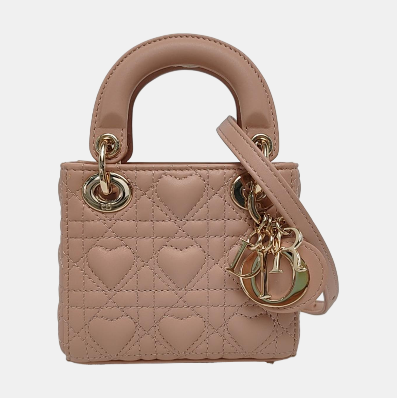 DIOR Lady Dior Super Mini Pink Lamb Skin Quilted Diaper Bag 3-Compartment Shoulder Bag Tote Bag Crossbody Bag Golden Hardware Removable Strap-(SKU)-968903850