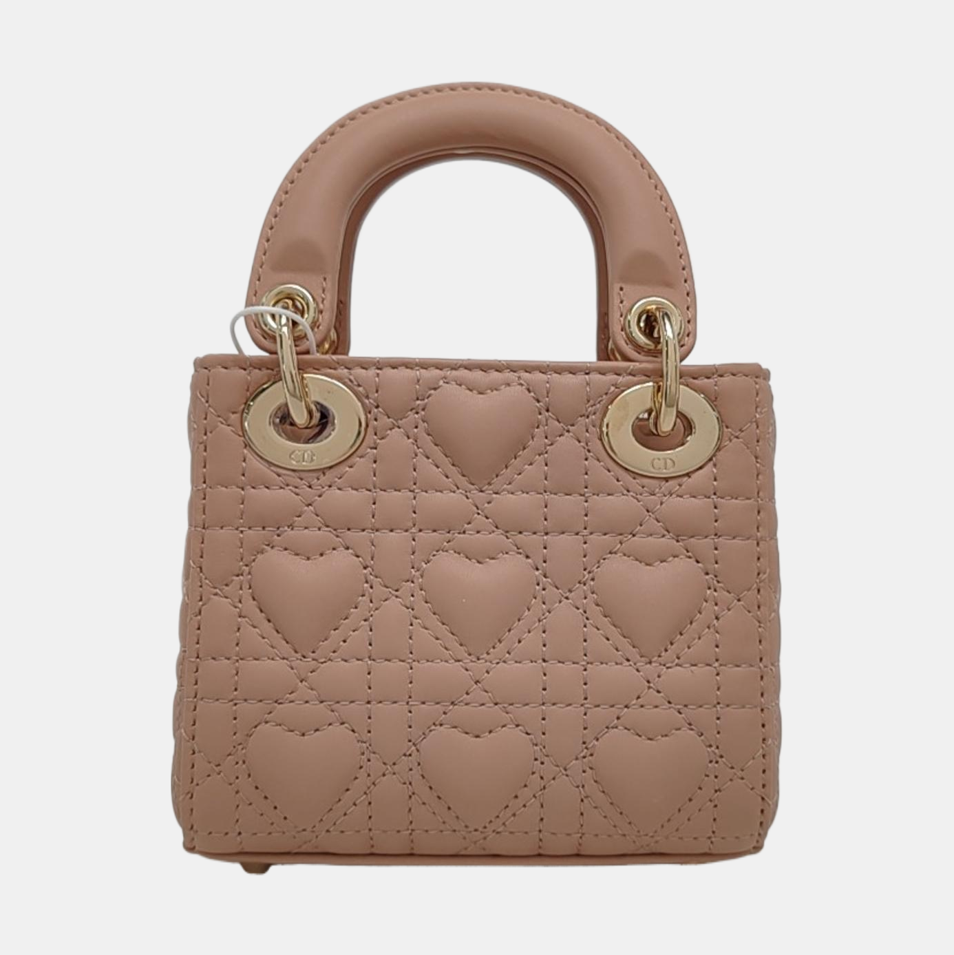 DIOR Lady Dior Super Mini Pink Lamb Skin Quilted Diaper Bag 3-Compartment Shoulder Bag Tote Bag Crossbody Bag Golden Hardware Removable Strap-(SKU)-968903850