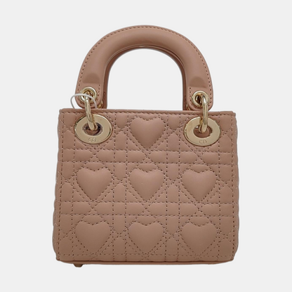 DIOR Lady Dior Super Mini Pink Lamb Skin Quilted Diaper Bag 3-Compartment Shoulder Bag Tote Bag Crossbody Bag Golden Hardware Removable Strap-(SKU)-968903850