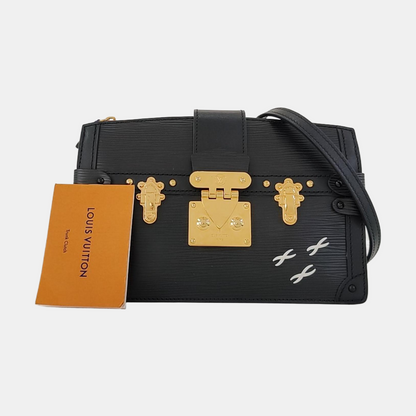 LOUIS VUITTON TRUNK Black EPI Leather Wavy Shoulder Bag, Crossbody with Golden Hardware Removable Strap-(SKU)-968503593