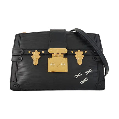 LOUIS VUITTON TRUNK Black EPI Leather Wavy Shoulder Bag, Crossbody with Golden Hardware Removable Strap-(SKU)-968503593