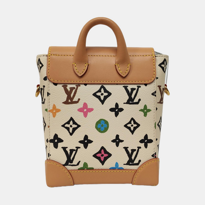 LOUIS VUITTON STEAMER Beige Cowhide Monogram Printed Crossbody Bag Shoulder Bag Golden Hardware Removable Shoulder Strap-(SKU)-964581340