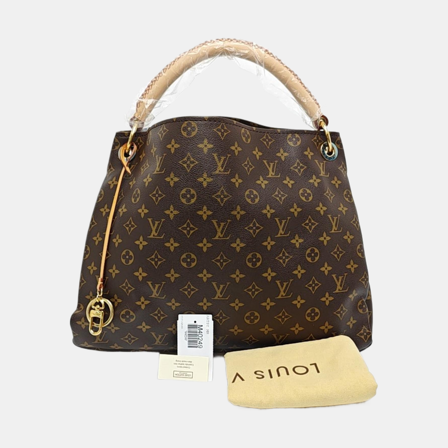 LOUIS VUITTON ARTSY Medium Brown Coated Canvas Monogram Single Shoulder Bag Handbag Gold Hardware-(SKU)-963602581
