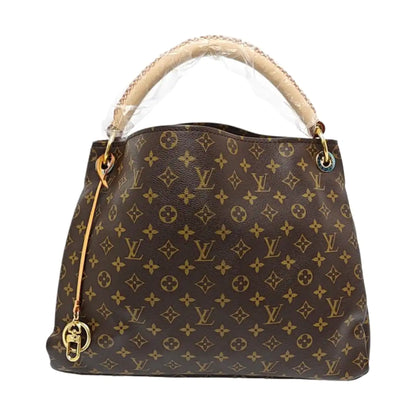LOUIS VUITTON ARTSY Medium Brown Coated Canvas Monogram Single Shoulder Bag Handbag Gold Hardware-(SKU)-963602581