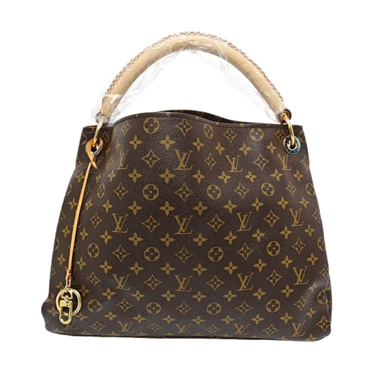 LOUIS VUITTON ARTSY Medium Brown Coated Canvas Monogram Single Shoulder Bag Handbag Gold Hardware-(SKU)-963602581