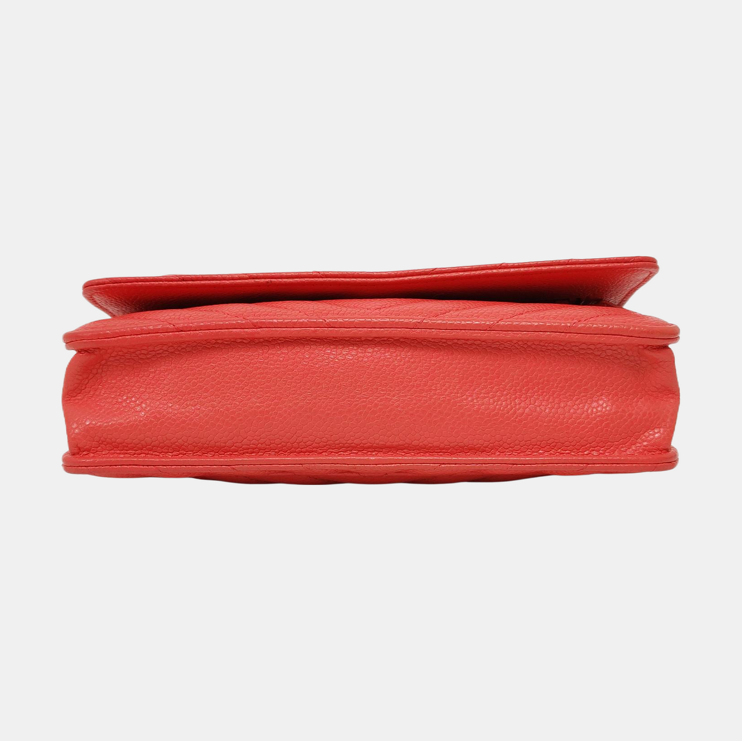 CHANEL WOC Orange Crinkle Calfskin Quilted V-Stitch Shoulder Bag Silver Hardware 26 Clasp-(SKU)-968739571