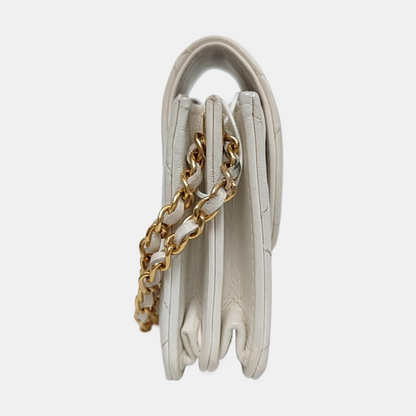 CHANEL WOC White Lamb Skin Quilted Monogram Shoulder Bag Crossbody with Gold Hardware-(SKU)-968492386