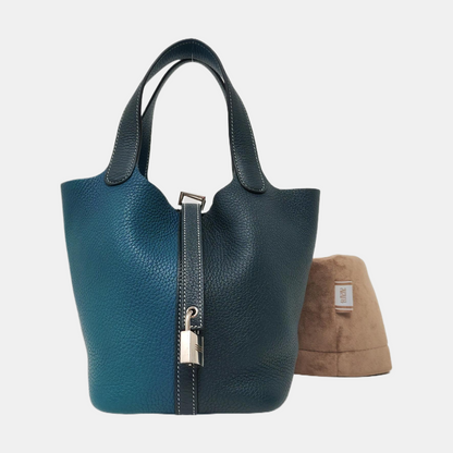 HERMÈS Picotin Lock 18 Patchwork Clemence Leather Basket Shoulder Bag with Silver Hardware and Y Stamp-(SKU)-963232585
