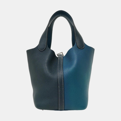 HERMÈS Picotin Lock 18 Patchwork Clemence Leather Basket Shoulder Bag with Silver Hardware and Y Stamp-(SKU)-963232585