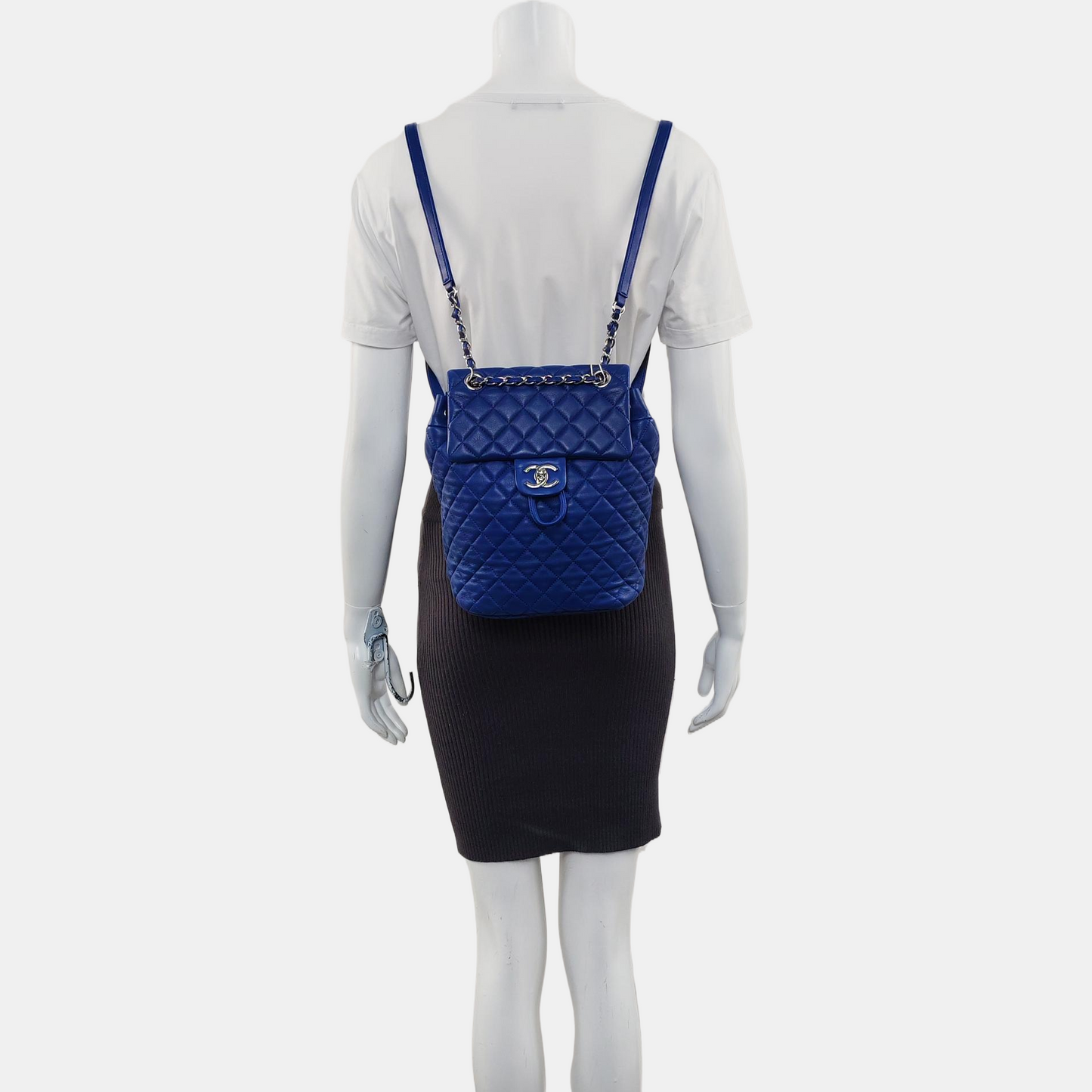 CHANEL URBAN SPIRIT Deep Blue Lamb Leather Quilted Backpack with Silver Hardware-(SKU)-968660707