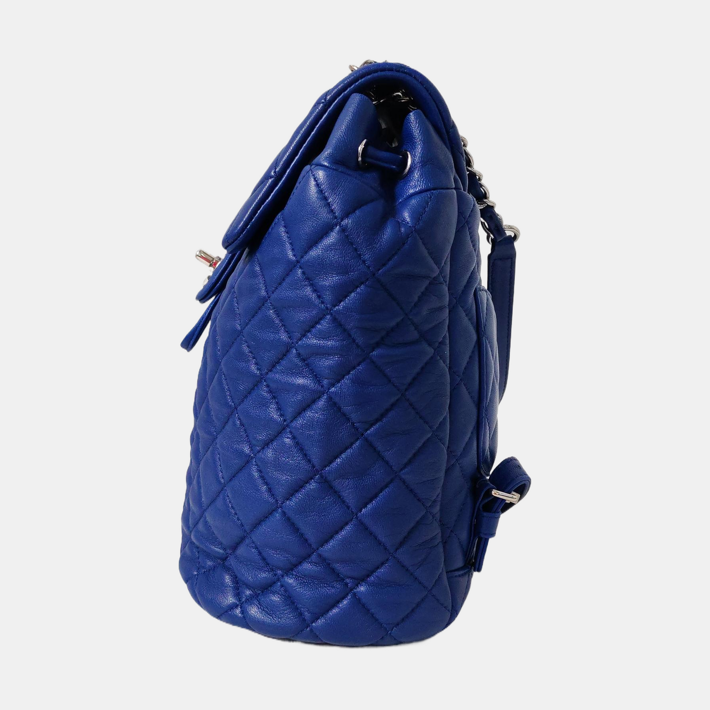 CHANEL URBAN SPIRIT Deep Blue Lamb Leather Quilted Backpack with Silver Hardware-(SKU)-968660707
