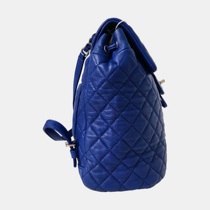 CHANEL URBAN SPIRIT Deep Blue Lamb Leather Quilted Backpack with Silver Hardware-(SKU)-968660707