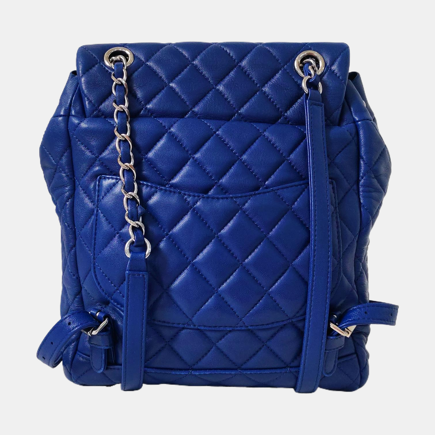 CHANEL URBAN SPIRIT Deep Blue Lamb Leather Quilted Backpack with Silver Hardware-(SKU)-968660707