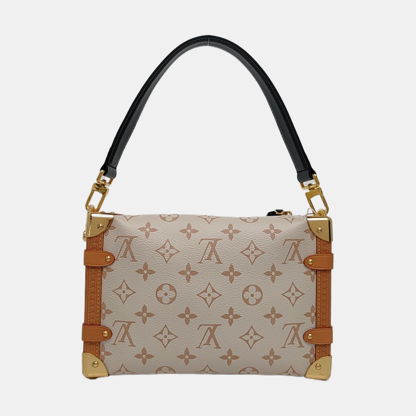 LOUIS VUITTON SOFT TRUNK Medium White Coated Canvas Monogram Soft Trunk Shoulder Bag with Detachable Strap, Gold Hardware-(SKU)-968883980