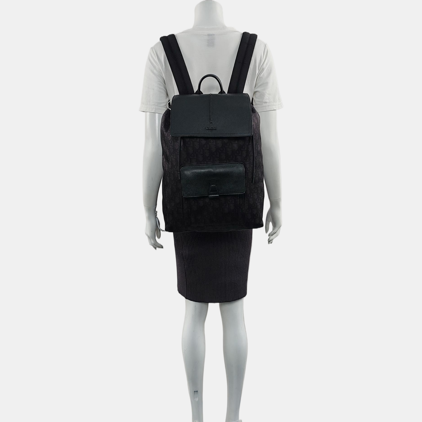 DIOR Motion Black Canvas Monogram Jacquard Backpack Silver Hardware-(SKU)-969019512