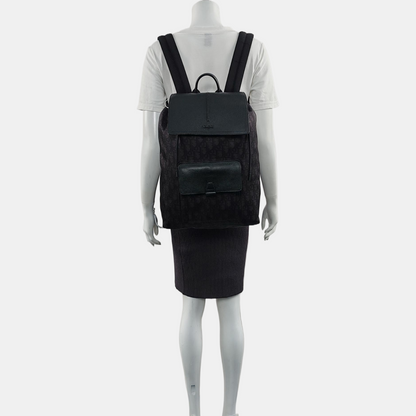 DIOR Motion Black Canvas Monogram Jacquard Backpack Silver Hardware-(SKU)-969019512