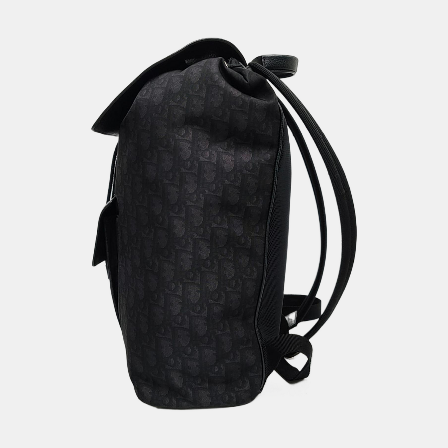 DIOR Motion Black Canvas Monogram Jacquard Backpack Silver Hardware-(SKU)-969019512