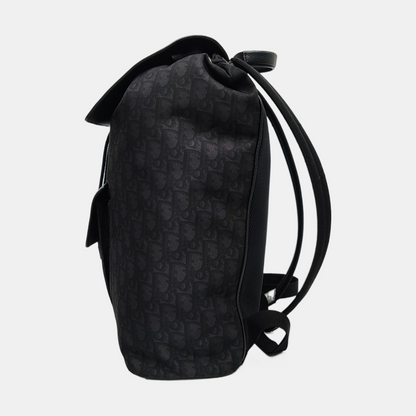 DIOR Motion Black Canvas Monogram Jacquard Backpack Silver Hardware-(SKU)-969019512