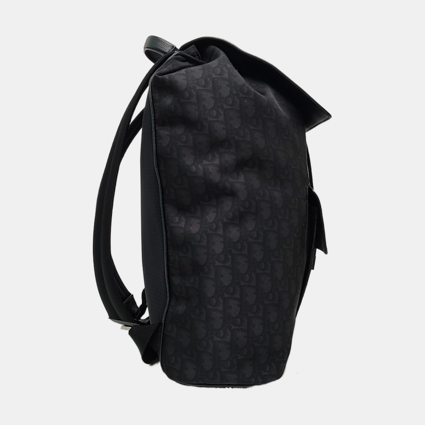 DIOR Motion Black Canvas Monogram Jacquard Backpack Silver Hardware-(SKU)-969019512