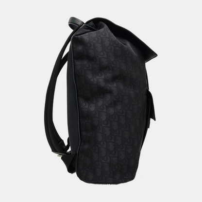 DIOR Motion Black Canvas Monogram Jacquard Backpack Silver Hardware-(SKU)-969019512