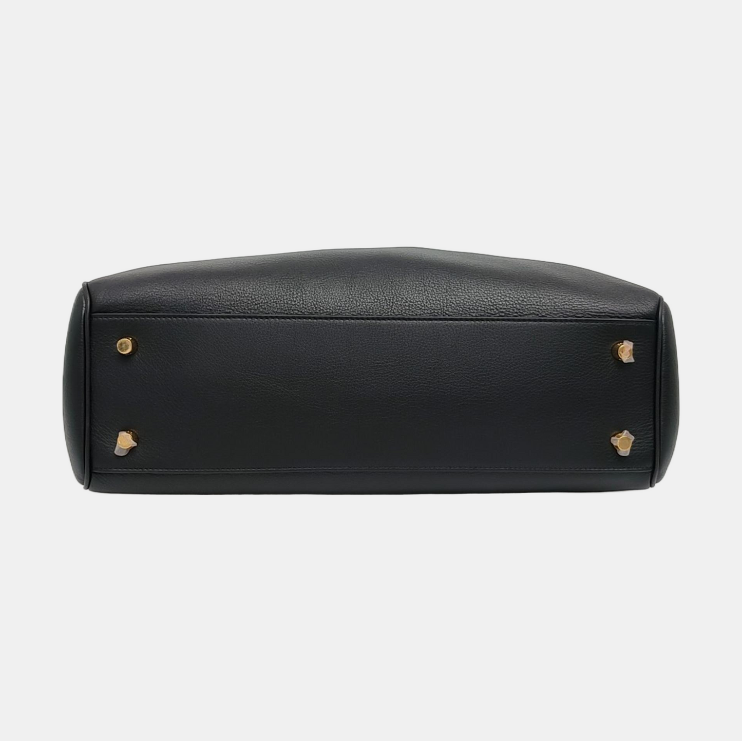 CELINE ANNABEL Medium Size Black Leather Tote Bag with Gold Hardware-(SKU)-968853801