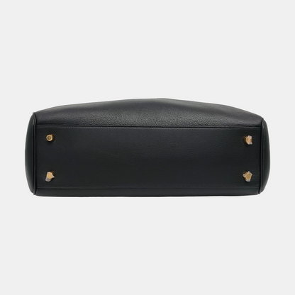 CELINE ANNABEL Medium Size Black Leather Tote Bag with Gold Hardware-(SKU)-968853801