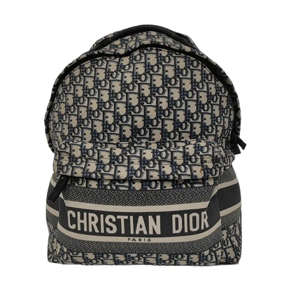 DIOR Diortravel Beige Canvas Monogrammed Jacquard Double Shoulder Bag Black Hardware-(SKU)-968853955