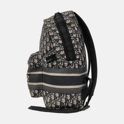 DIOR Diortravel Beige Canvas Monogrammed Jacquard Double Shoulder Bag Black Hardware-(SKU)-968853955