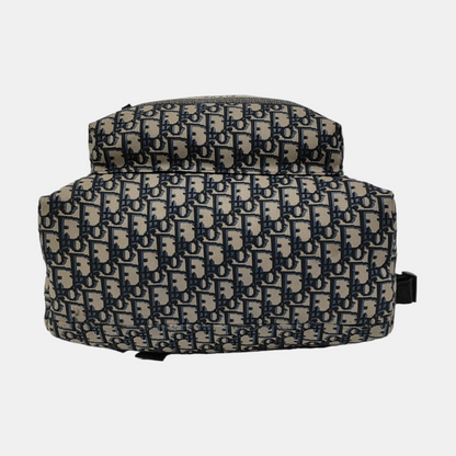 DIOR Diortravel Beige Canvas Monogrammed Jacquard Double Shoulder Bag Black Hardware-(SKU)-968853955