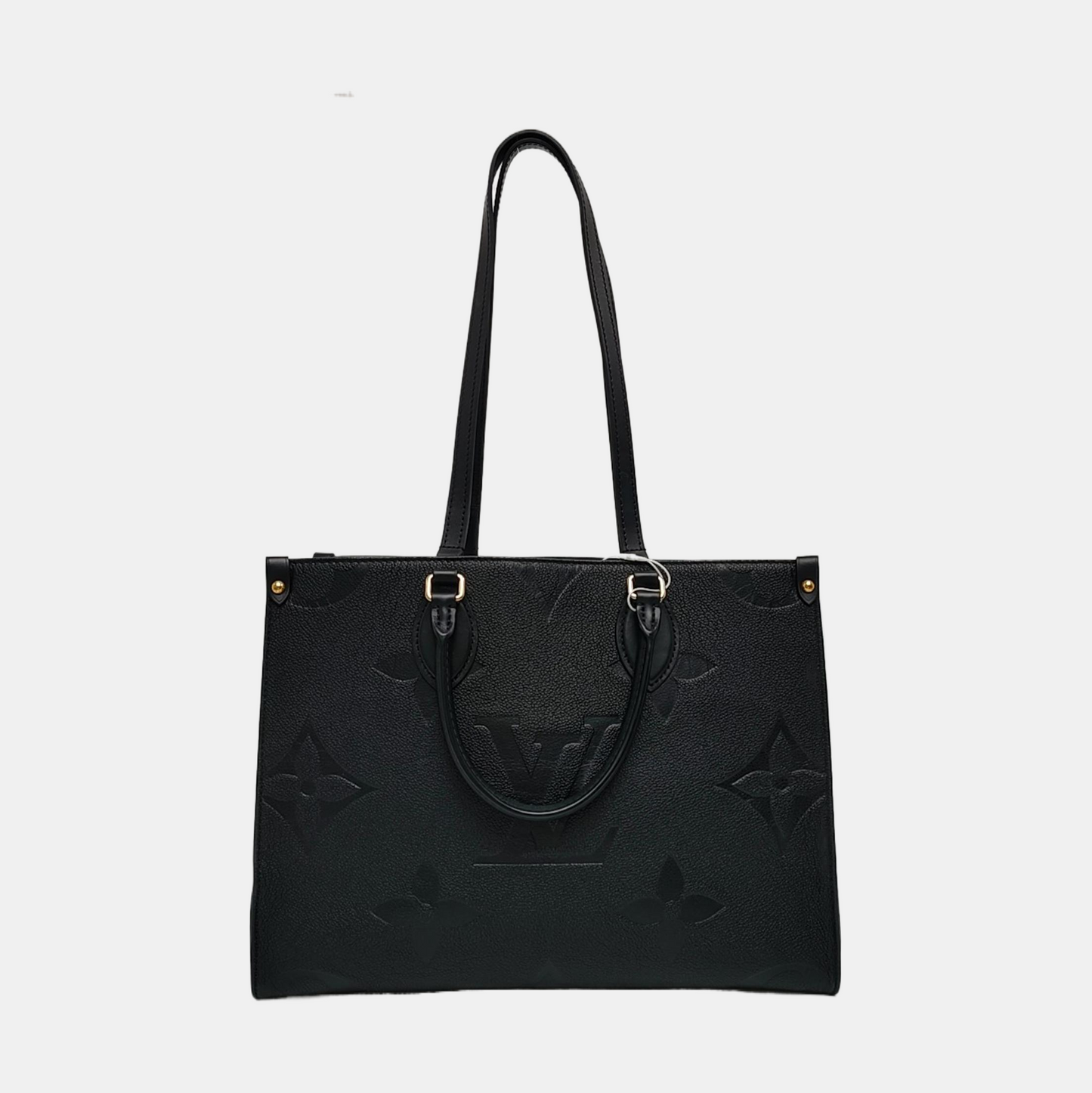 LOUIS VUITTON ONTHEGO Medium Black Cowhide Monogram Embossed Jungle Bag Shoulder Bag Handbag Gold Hardware-(SKU)-969038729