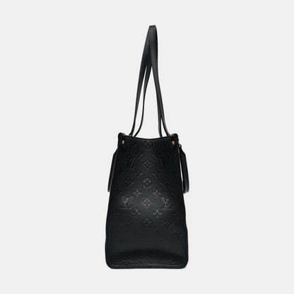 LOUIS VUITTON ONTHEGO Medium Black Cowhide Monogram Embossed Jungle Bag Shoulder Bag Handbag Gold Hardware-(SKU)-969038729