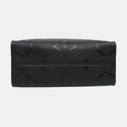 LOUIS VUITTON ONTHEGO Medium Black Cowhide Monogram Embossed Jungle Bag Shoulder Bag Handbag Gold Hardware-(SKU)-969038729