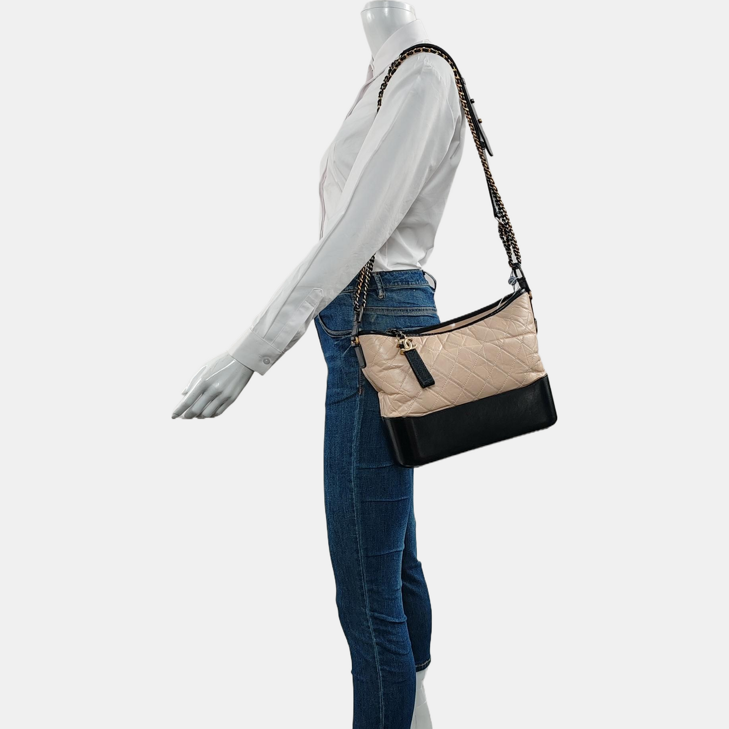CHANEL GABRIELLE Medium Beige Quilted Leather Hobo Shoulder Bag Crossbody Bag with Detachable Strap-(SKU)-968972400