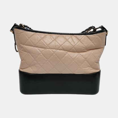 CHANEL GABRIELLE Medium Beige Quilted Leather Hobo Shoulder Bag Crossbody Bag with Detachable Strap-(SKU)-968972400