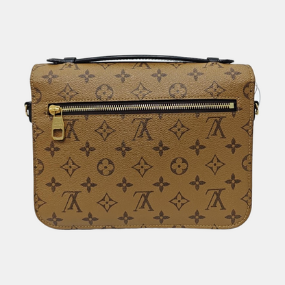 LOUIS VUITTON MÉTIS Medium Size Monogram Canvas Damier Ebene Tote Bag Crossbody Shoulder Bag Gold Hardware Removable Strap-(SKU)-968884468