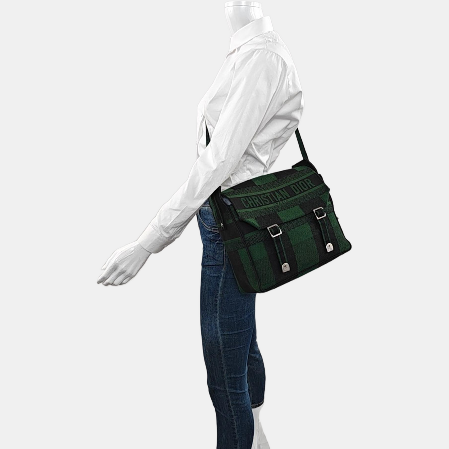 DIOR Diorcamp Green Canvas Single Shoulder Bag with Silver Hardware-(SKU)-969083832