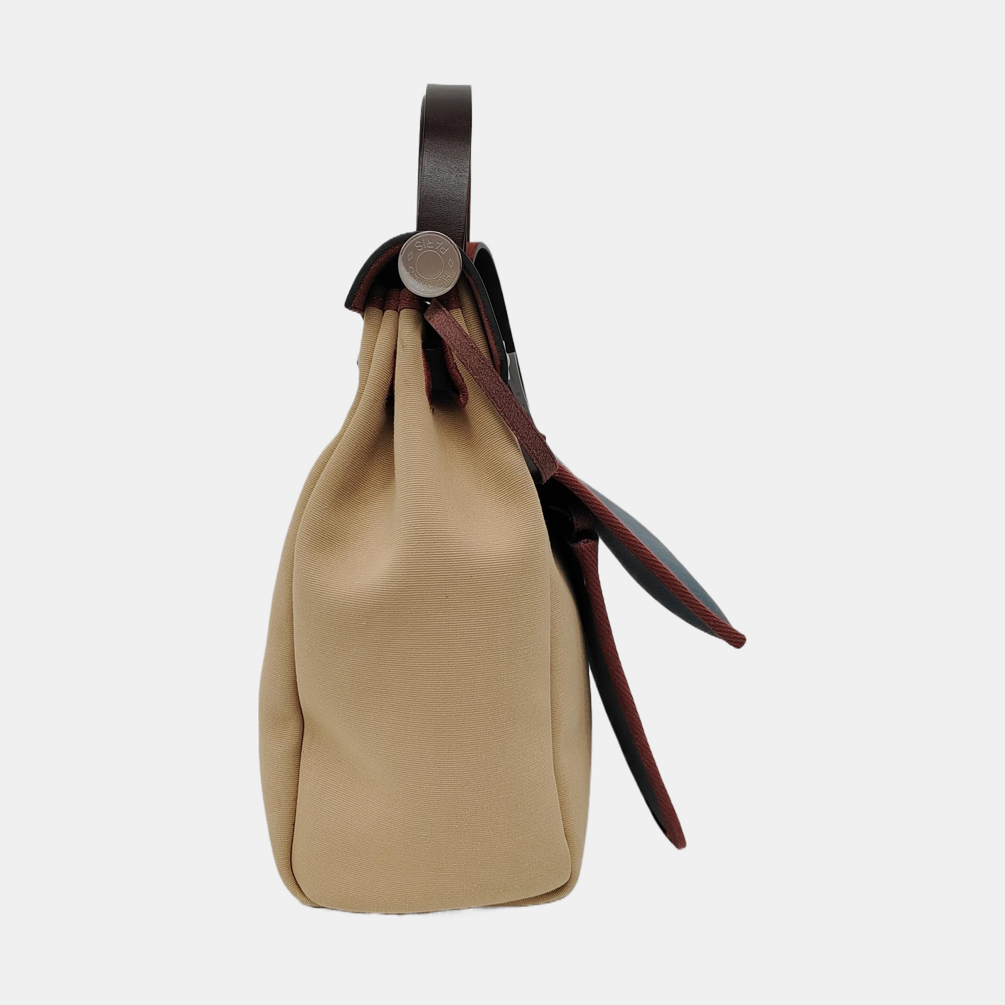 HERMÈS Herbag 31 Massala Tea Canvas Single Shoulder Bag Silver Hardware U Pouch Removable Strap-(SKU)-969010862