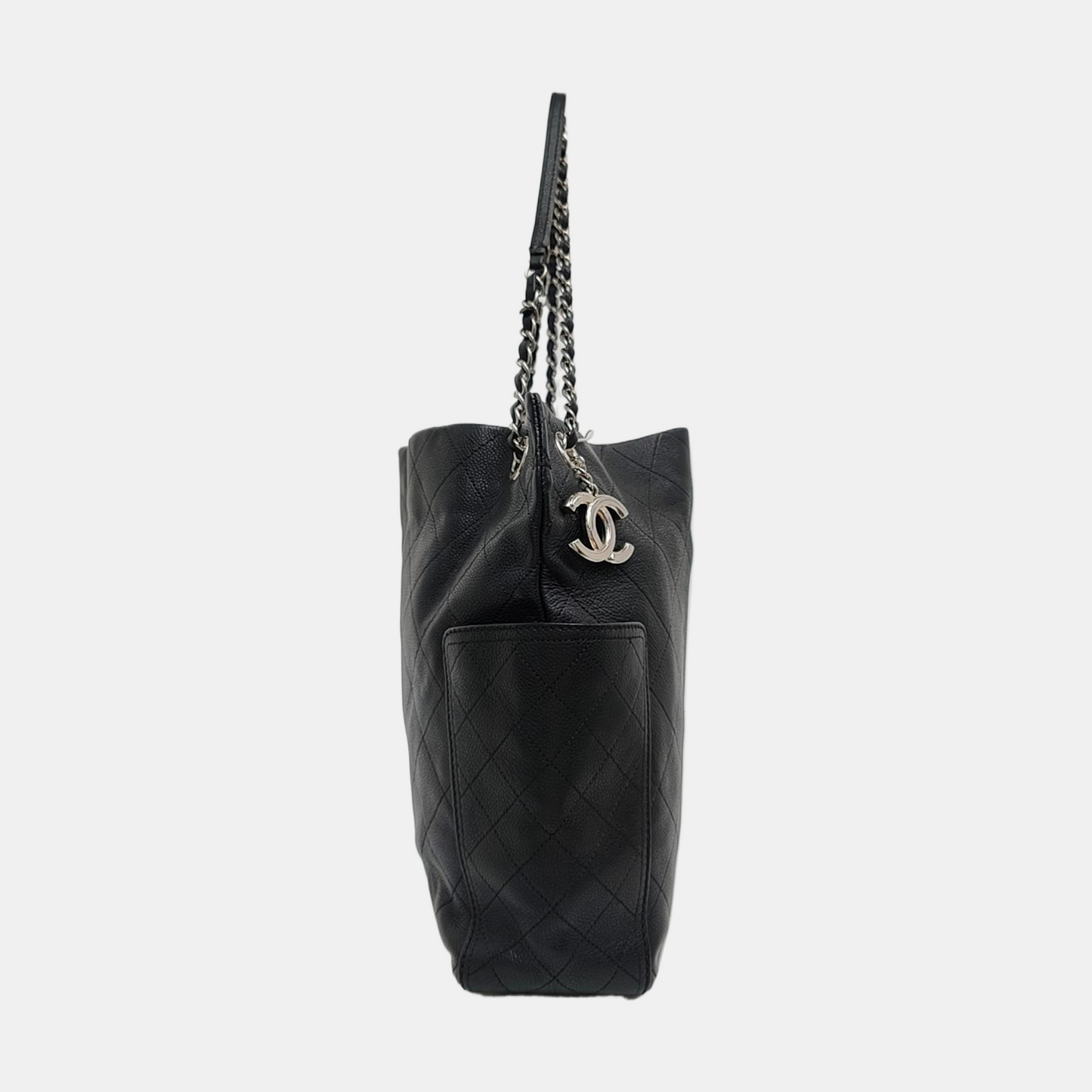 CHANEL CC POCKET Black Calfskin Quilted Handbag Silver Hardware 19 Clasp-(SKU)-968860530