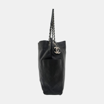 CHANEL CC POCKET Black Calfskin Quilted Handbag Silver Hardware 19 Clasp-(SKU)-968860530