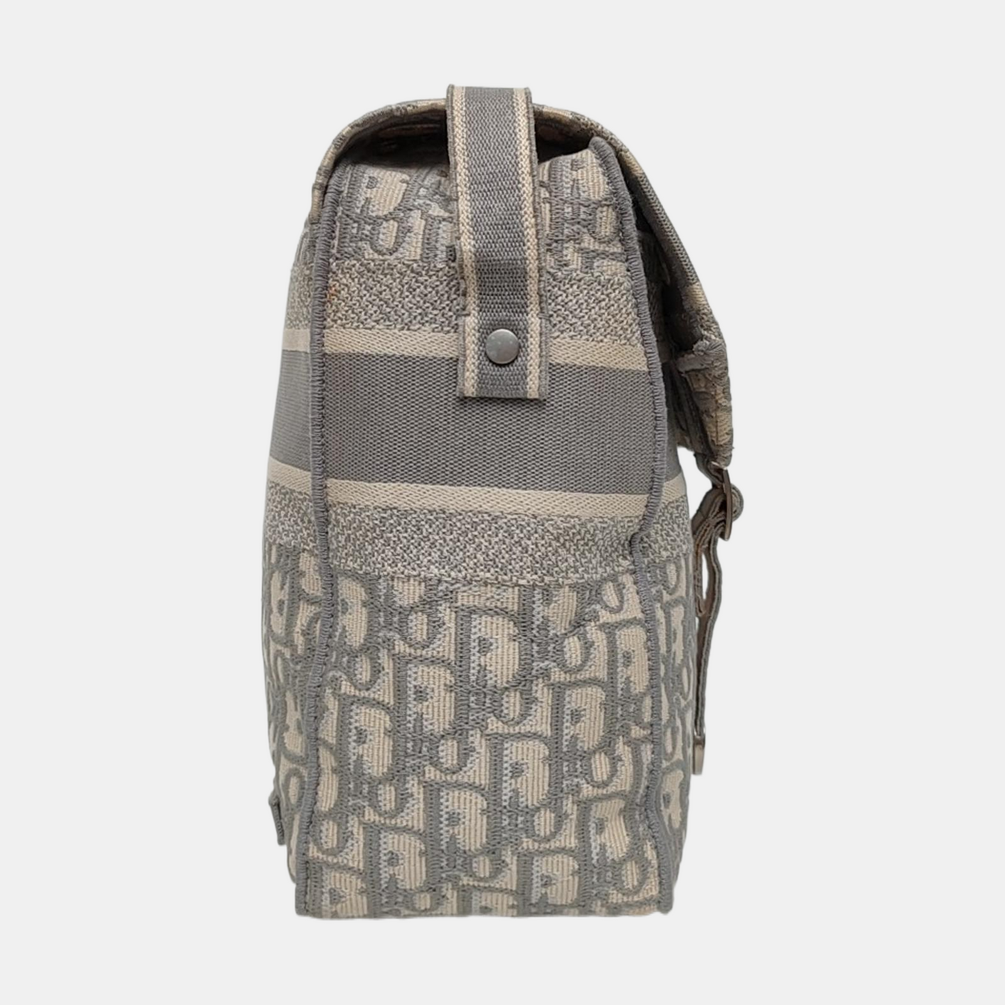 DIOR Diorcamp Grey Canvas Monogram Crossbody Bag Single Shoulder Bag Silver Hardware-(SKU)-968970335