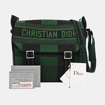 DIOR Diorcamp Green Canvas Single Shoulder Bag with Silver Hardware-(SKU)-969083832